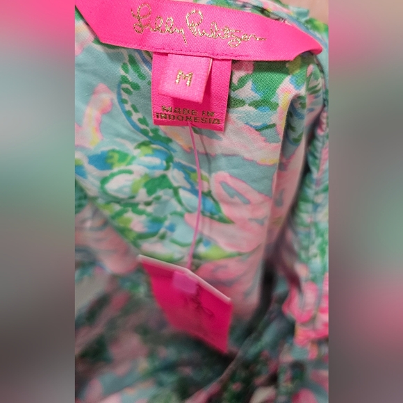 Lilly Pulitzer Surf Blue So Shellegant Zeldie One Shoulder Top Sz Med NWT $108 - Picture 6 of 12